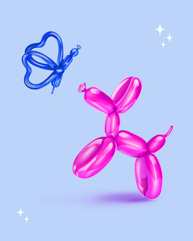 Jumping Balloon Dog and Butterfly No3 Poster
