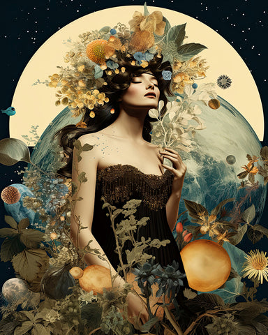 Psychedelic Woman and Flowers No2