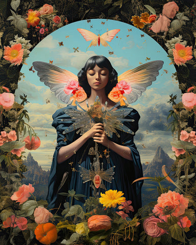 Psychedelic Woman and Flowers No4