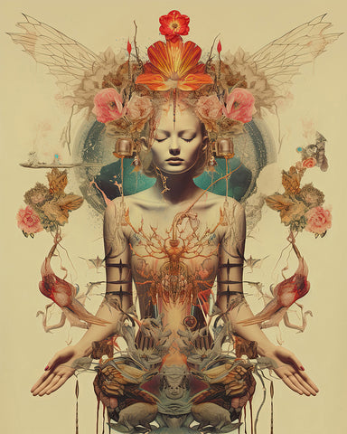 Trippy Woman and Flowers No1