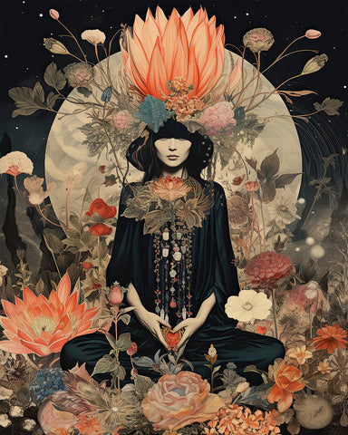Trippy Woman and Flowers No2