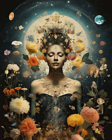 Trippy Woman and Flowers No3