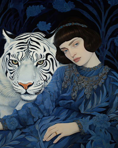 Woman With A White Tiger