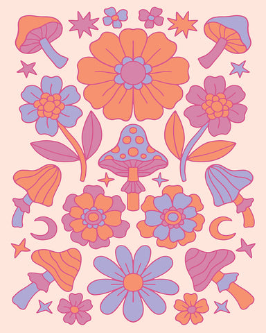 Groovy Flowers and Mushrooms