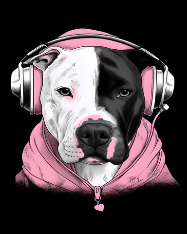 Pitbull With Headphones No1