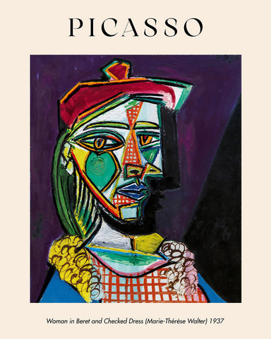 Pablo Picasso - Woman in Beret and Checkered Dress