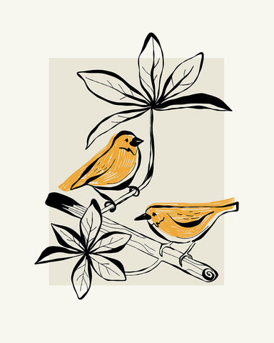 Abstract Birds on a Branch