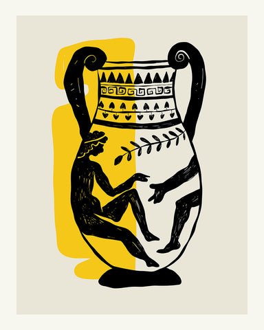 Abstract Vase with Greek God Engraving