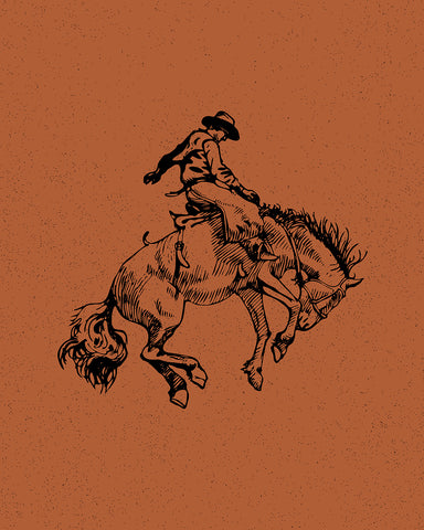 Brown Cowboy Riding A Wild Horse
