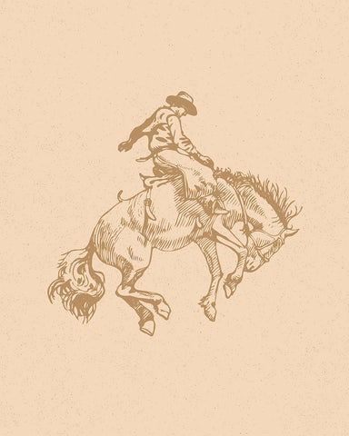 Beige Cowboy Riding A Wild Horse