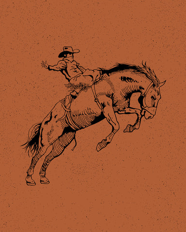 Brown Cowboy Bucking Bronco