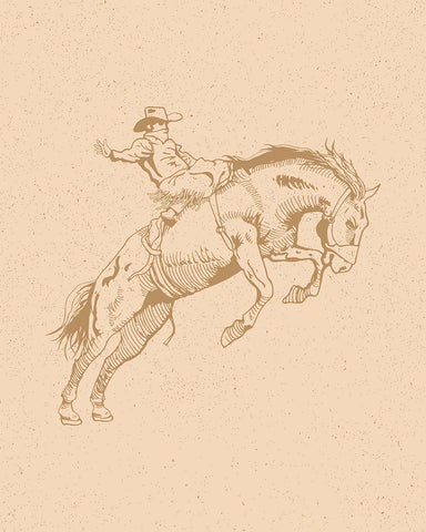 Beige Cowboy Bucking Bronco