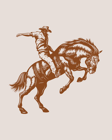Brown Cowboy Bucking Horse