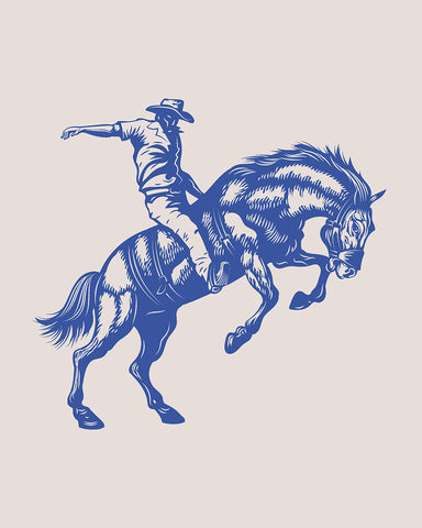 Blue Cowboy Bucking Horse