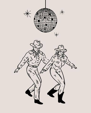 Beige Dancing Cowboy Couple