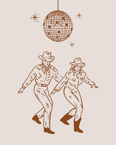 Brown Dancing Cowboy Couple
