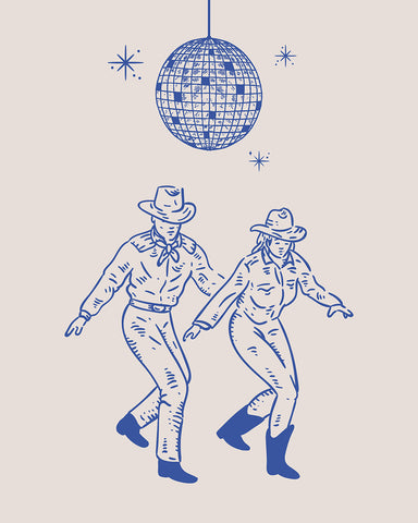 Blue Dancing Cowboy Couple