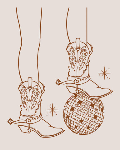 Brown Cowboy Boots and Disco Ball