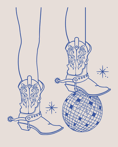 Blue Cowboy Boots and Disco Ball