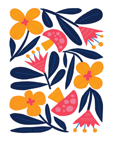 Abstract Mushrooms and Flowers