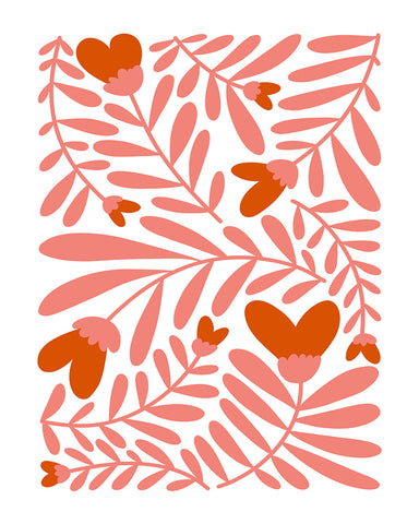 Pink Floral Hearts No2