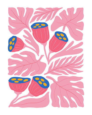 Pink Monstera Leaves No3