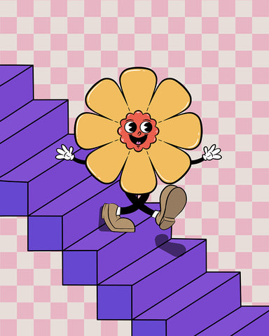 Happy Flower on Stairs