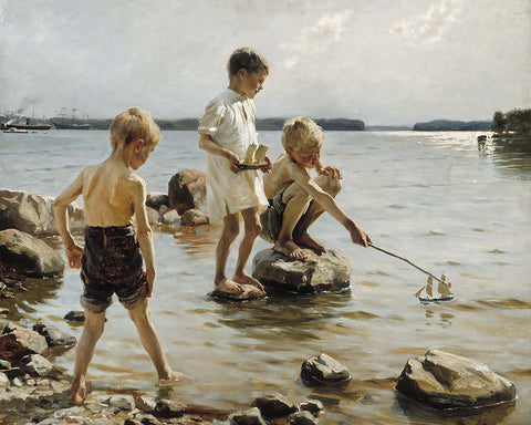 Boys Playing on The Shore