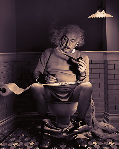 Einstein Sitting on Toilet