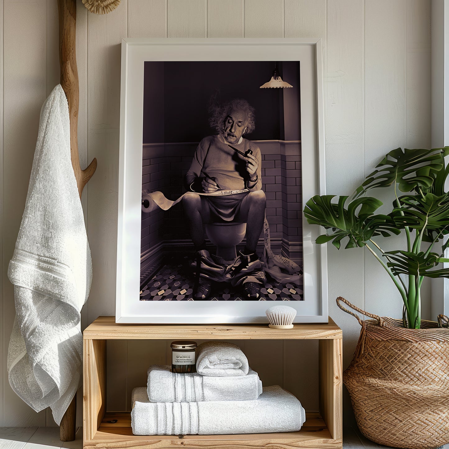 Einstein Sitting on Toilet