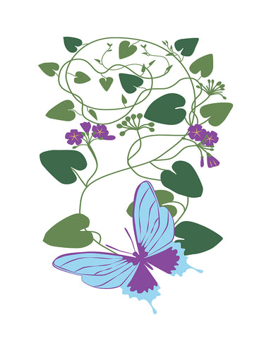 Purple Flowers & Butterfly