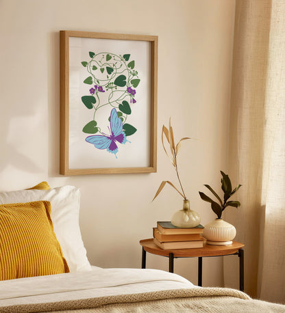 Purple Flowers & Butterfly