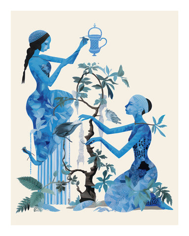 Blue Greek Floral