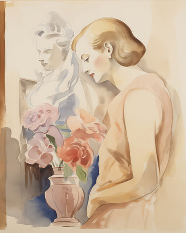 Woman And Flowers Portrait