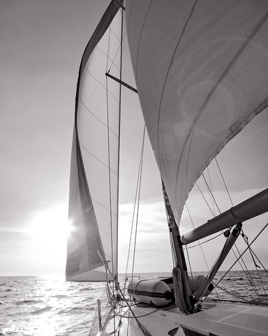 Yacht Sailing Towards Sunset