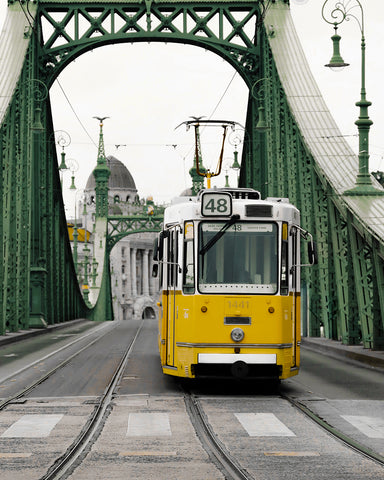 Yellow Tram on Liberty Bridge