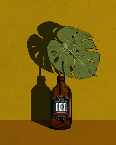 Monstera Plant & Beer
