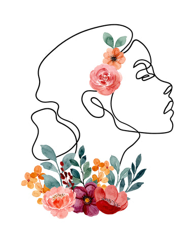 Floral Face Drawing No3