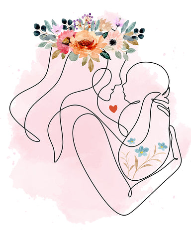 Mother & Baby Line Art No3