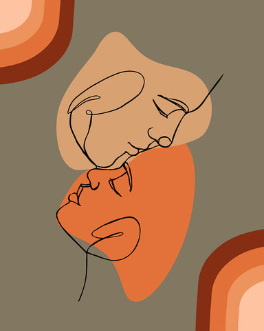 Boho Couple Line Drawing