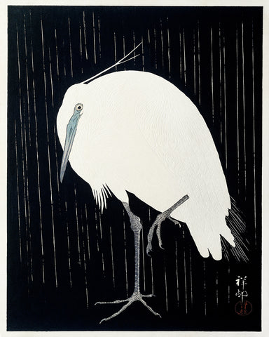 Ohara Koson - Egret in the Rain No2