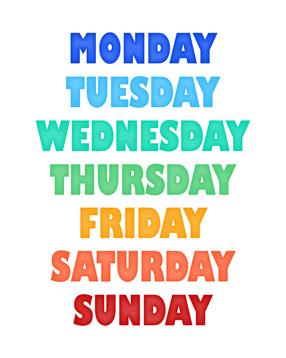 Rainbow Days of the Week – Poster Master