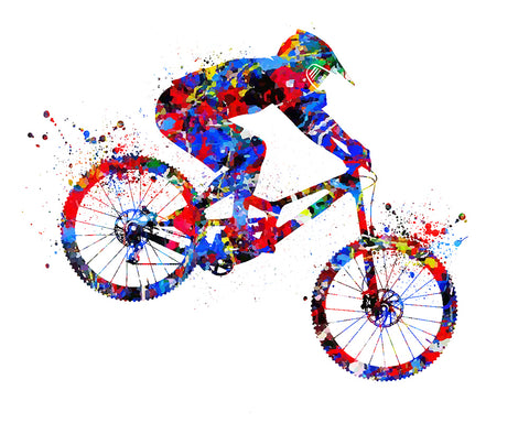 Watercolor Mountain Biking