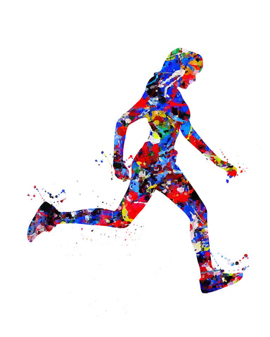Watercolor Running Woman