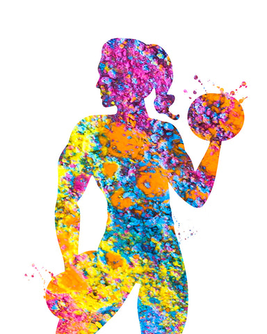 Watercolor Girl with Dumbbells