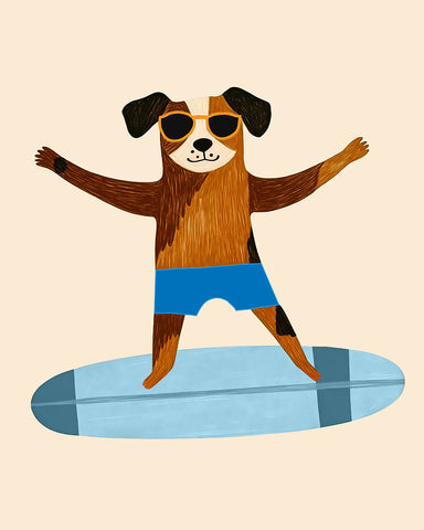 Dog on Surfboard
