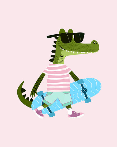 Crocodile with Skateboard