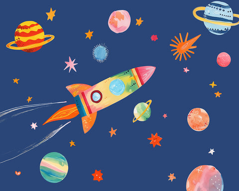 Whimsical Rocket Ship No1