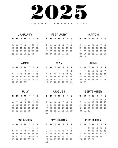Year 2025 Calendar No1