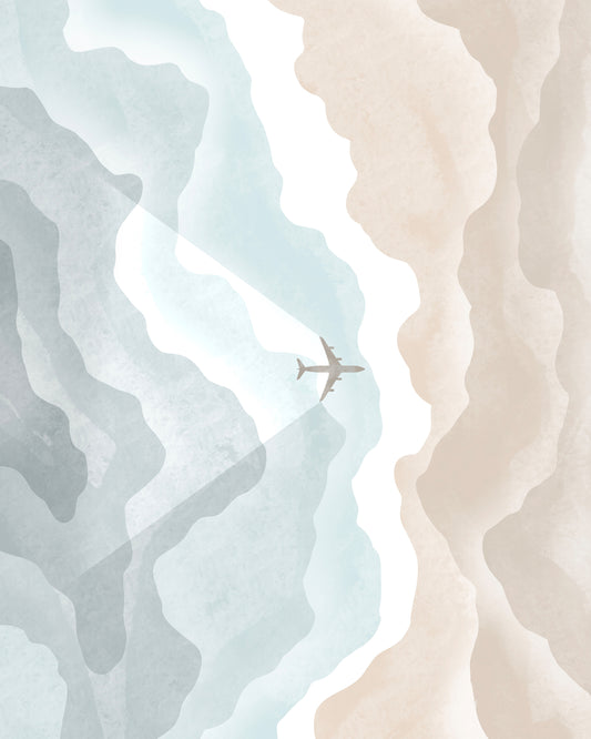 Airplane Over The Ocean